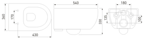 Унитаз подвесной  BERGES EGO XL 54 см сиденье дюропласт Toma SO микролифт быстросъём
